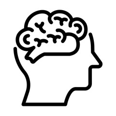 Minimalist Outline Brain Inside Head Human Anatomy Mind Concept Icon