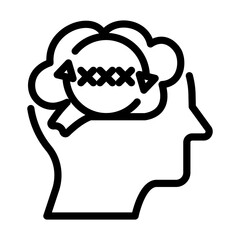 Outline Artistic Mind Blockage Confusion Icon with Circle Arrow Symbol
