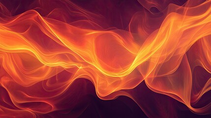 Dynamic Fiery Abstract Waves with Glowing Orange and Red Hues and Intricate Line Texture