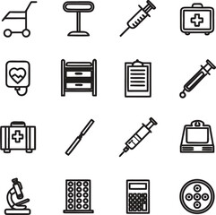 Medical Equipment and Healthcare Line Icons