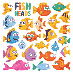 Seamless pattern with funny cartoon sea animals illustration, vector