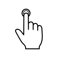 A simple icon vector illustration depicting a finger tapping on a screen, ideal for user interfaces, web design, and mobile app interactions.