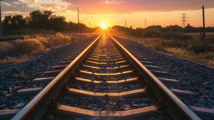 Fototapeta premium railway in the sunset