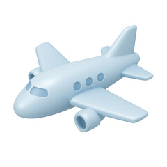 Sleek light blue aircraft soaring against transparent backdrop, crafted using advanced 3d rendering for aviation graphic design needs