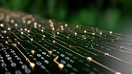 A metallic chain rests on a green digital code surface, highlighting the link between physical and virtual elements in tech