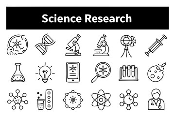 Fototapeta premium Research and science icons vector illustration 