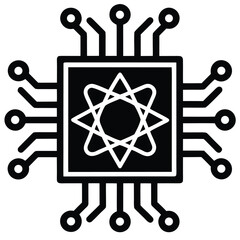 Abstract processor chip icon with geometric symbol inside representing technology and computing