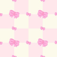 Seamless Kawaii Magic Girl Pattern with Wand, Bow and Hourglass &ndash; Pastel Aesthetic Background