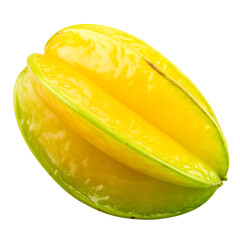 Fresh yellow starfruit, carambola, on a vibrant tropical fruit concept on transparent background