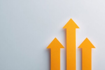 Dynamic upward arrows symbolize growth and progress against mini