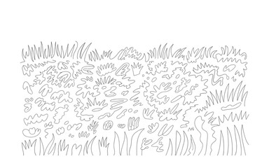 Abstract Line Art Grass and Plants: Minimalist Black and White Botanical Illustration for Coloring Pages and Creative Designs, Simple and Modern