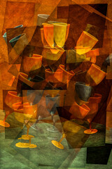 Abstract still life with colored glasses 