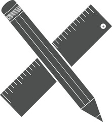Vector illustration of a pencil and pen with measuring tools and instruments on white background
