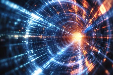 Experience the immersion of a futuristic neon laser light tunnel designed for vibrant sensations and exploration, Futuristic Neon Laser light tunnel neon light abstract background