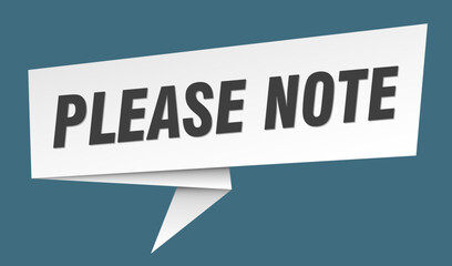 please note banner. please note speech bubble, label, sticker, sign template