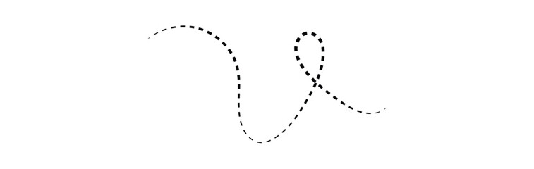 dotted lines path isolated on white background. Path travel dotted line trip dashed trace destination 