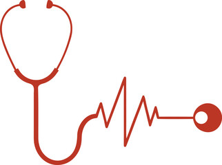 Stethoscope with Heart and ECG Medical Vector Illustration