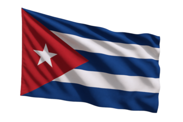 Waving Cuban Flag with Red Triangle and White Star, Symbol of National Identity and Independence
