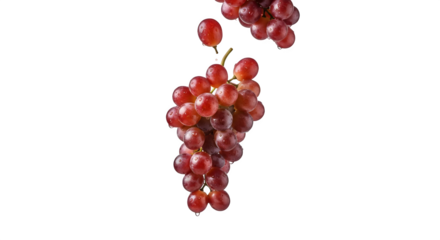 A bunch of red grapes isolated on black background png, transparent, white background, ai generated, 