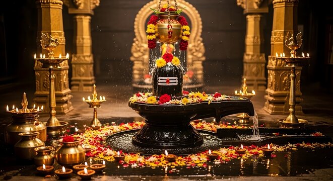 Shiva lingam puja hindu temple india hinduism shivling worship mahadev lord shiva prayer culture