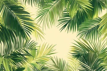 Vacation palm trees creating a serene backdrop with ample copy space for travel content, Vacation palm tree background with copy space Seamless ing