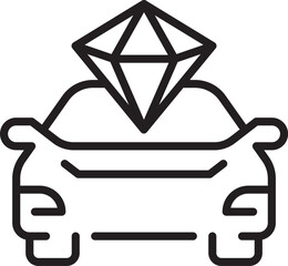 Flat Gradient Vector Icon of Car with Gemstone for Luxury Vehicle or Premium Service Design