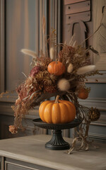 Fototapeta premium Painting autumn wreath for door autumn wreath embroidery autumn wreath moda fabrics autumn wreath wood autumn wreath sash Painting pumpkin 