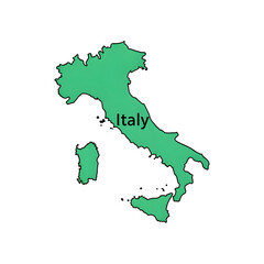 Obraz premium Map of Italy with Green Gradient and Label