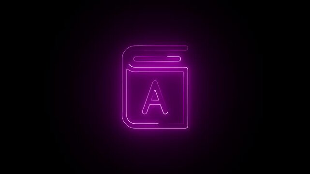 Glowing Neon Book Icon Isolated on Black Background. HD Video Motion Graphic Animation