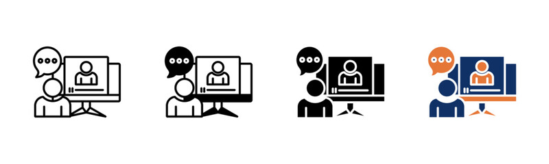 Video Conference icon sheet multiple style collection