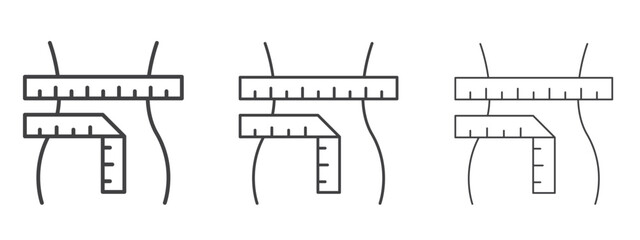 Weight loss icon in line art doodle style. Editable stroke outline sign, eps 10