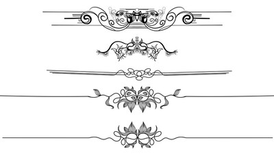 Decorative Border and Divider Collection, Hand-Drawn Flourish Line Art Set, Ornamental Vintage Design Elements, Geometric and Abstract Pattern Dividers