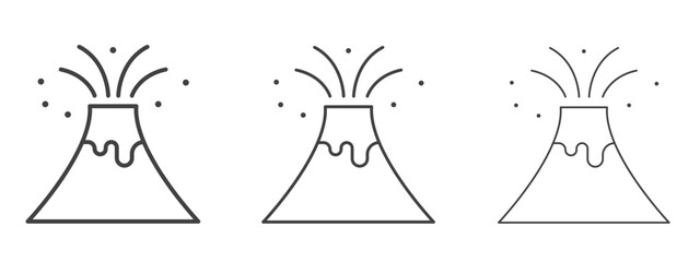 Volcano eruption icon in line art doodle style. Editable stroke outline sign, eps 10 © ramsey