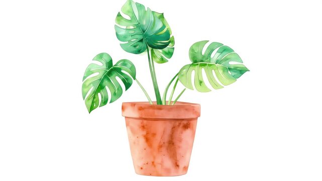 Potted plant watercolor illustration