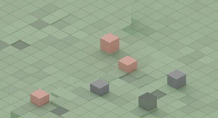 Abstract Geometric Arrangement of Cubes on a Gridded Surface