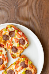 Italian bruschetta pizza made with toasted diet bread