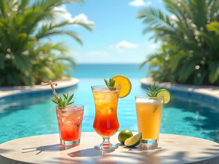 Refreshing Tropical Cocktails by the Poolside - Summer Vibes