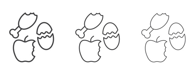 Organic waste icon in line art doodle style. Editable stroke outline sign, eps 10