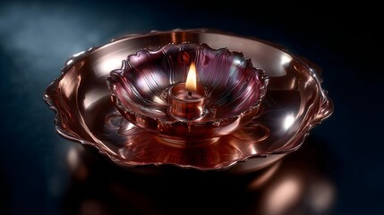Nonglit metallic diya set against a dark background highlights traditional craftsmanship and cultural significance