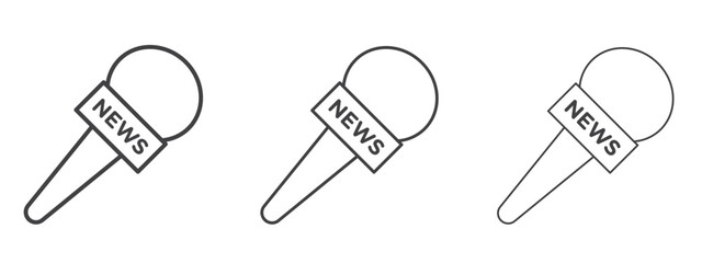 News microphone icon in line art doodle style. Editable stroke outline sign, eps 10