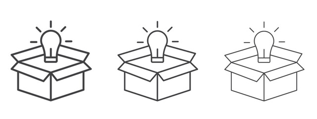 New product icon in line art doodle style. Editable stroke outline sign, eps 10