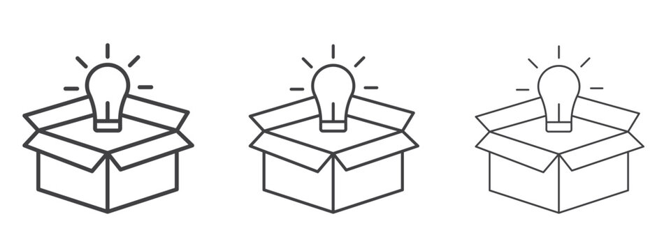 New product icon in line art doodle style. Editable stroke outline sign, eps 10