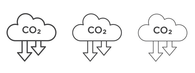 Low carbon dioxide icon in line art doodle style. Editable stroke outline sign, eps 10