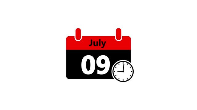 15 january month calendar with time symbol.calendar icon animation and date change of time month.Flat calendar icon monthly,important date meeting date,Simple calendar with date concept background.