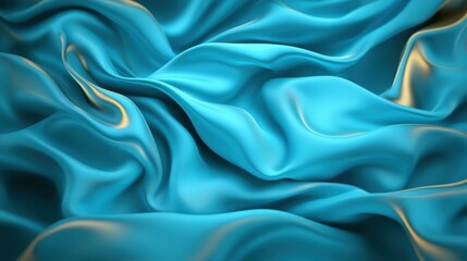 Fototapeta premium Teal silk fabric abstract background texture with elegant curves