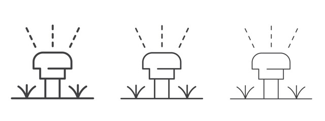 Lawn sprinkler icon in line art doodle style. Editable stroke outline sign, eps 10