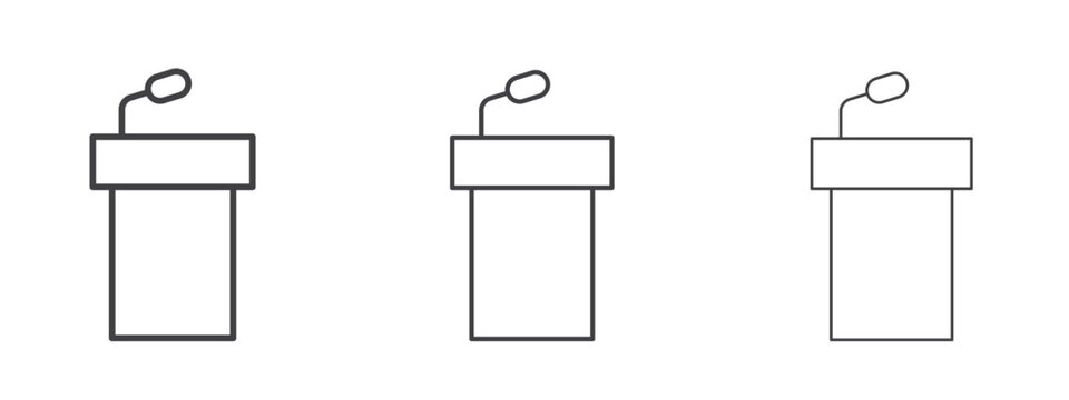 Lectern icon in line art doodle style. Editable stroke outline sign, eps 10
