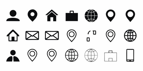 Collection of common contact and location icons