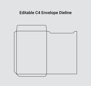 editable envelope die-line, editable C4 Envelope Die-line,  die-line template, C4 Envelope Die-line template