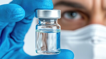 A health professional holding a vial of vaccine in a clinical setting, highlighting the importance of immunization and public health.